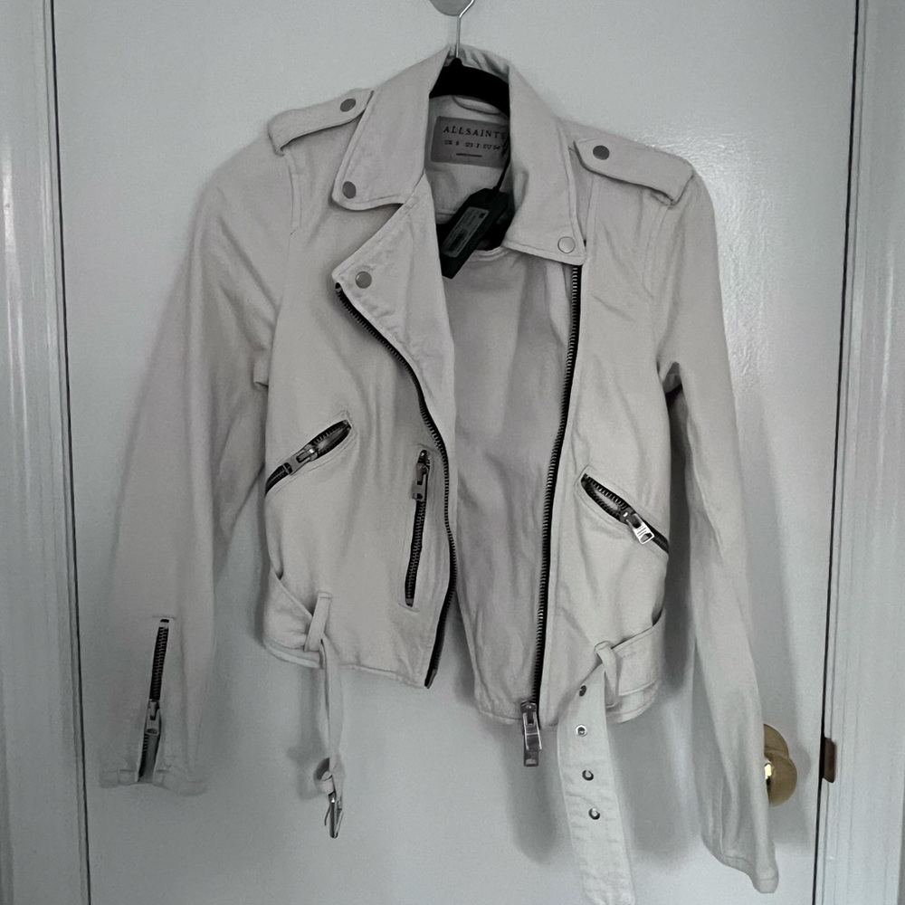 AllSaints white biker jacket